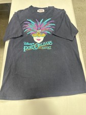 Vintage Disney's Port Orleans Resort Mardi Gras Mask T-Shirt Black picture
