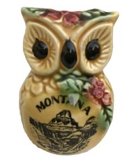 Vitg OWL Toothpick Match Planter Glazed Ceramic Montana Souvenir MCM Boho Kitsch picture