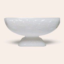 Vtg  E.O. Brody Co. Milk Glass Pedestal Candy Dish Bowl Ornate Acorn Pattern picture