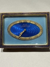 Art Deco 8 Day Clock Blue Guilloche Enamel A L’Emeraude Lausanne & Nice Antique picture