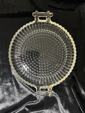 Vintage 1950s Glass Tray. Jeannette Glass Co. Gold Trim picture