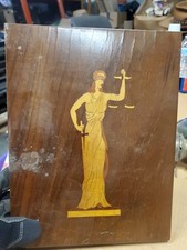 ANTIQUE MARQUETRY WOOD INLAY PICTURE picture