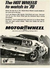 1970 MOTOR WHEEL Custom Wheels Muscle Car art by R. Bell Vintage Ad picture