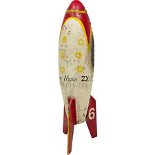 Rocket Toy Bank, Cast Iron Rocket To The Moon Bank W/ Painted Antique Finish picture
