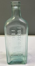 Vintage FURST-McNESS Co. FREEPORT, ILL. Aqua Blue Glass Medicine Bottle picture