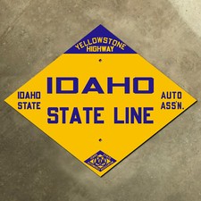 Idaho State Line Yellowstone Highway ISAA diamond road sign 1915 picture