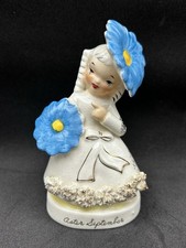 Vintage Napco Aster Blue Flower Month September Girl Figurine A2659/9 Japan 1956 picture