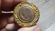 Vintage Victorian Ornate Brass Pill Trinket Box Photo Lid Stamp Container picture