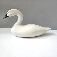 Handmade Swan Decoy Wooden Folk Art Sculpture Primitive Country Decor Signed picture