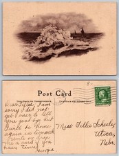 1910 O.P. Shinn Ocean Waves Sailboats Postcard Posted Colton CA to Utica NE picture