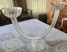 Global Views Ribbed Glass Candle Holder / Candelabra - Made in Portugal picture