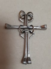 Vintage Pewter Horseman's Cross Pendant  with copper accents  picture