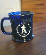 Vtg Cobalt Blue Glass Mug  Cement Cutting Inc 1997 San Diego picture