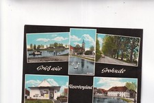 4317) Postcard AK GREETING from GROHNDE - Church Bakery Pond Weser Ferry picture