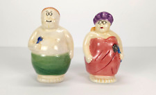 Vintage Gemco Ware Salt Pepper Shakers Hand Painted Shower Routine Man Women picture