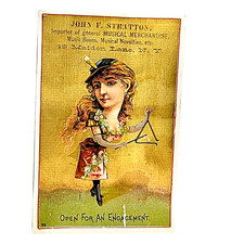 Antique Frank Converse Banjo Music Store c1880 NY City Vtg Stratton Trade Card picture