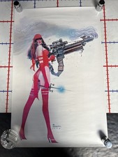 Bill Sienkiewicz Elektra watercolor print poster vintage 1986 22” x 34” picture