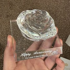 Everlasting Clear Crystal Rose Figurine on Base, Boxed Anniversary Gift, 3.2in picture