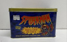 1996 Marvel Spider-Man Metallic Impressions Collector Card Set 20 Cards in Tin picture