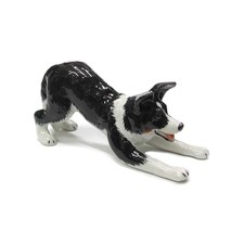 Northern Rose Dog - Border Collie Animal - Miniature Porcelain Figurine picture