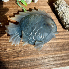 Natural Druzy Agate fish geode Hand carving Crystal Healing 760g 12cm*15cm*4cm picture