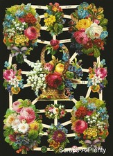 German Embossed Vintage Style Scrap Die Cut - Bold Flowers WOW   EF7345 picture