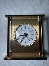 Du Chateau Brass Carriage Mantel Alarm Clock Quartz German Movement Tested Works picture