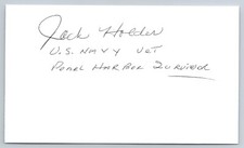 Jack Holder Hand Signed Index Card - WWII US Navy - Pearl Harbor Survivor picture