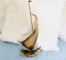 Vintage Brass Decorative Sailboat Mid Century Modern Sculpture 14.5 in. tall EUC picture