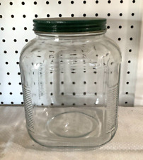 Vintage HOOSIER Glass Jar Canister with GREEN Lid Container Farmhouse picture