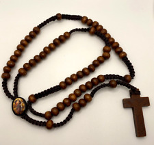 Mary, Untier of Knots Wood Cord Rosary Necklace - 18