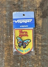 Vintage BORN AGAIN Bible Verse Christianity God Religious Jesus Patch NOS 1970s picture
