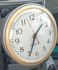 Rare Vintage Edwards Company Inc. Silver 10.25” Wall Syn Chromatic Clock picture