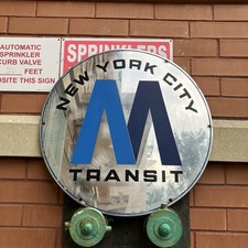 VINTAGE MTA NYC TRANSIT CAR R46 TWO-TONE M ROUNDEL EMBLEM LOGO -- SEE PHOTOS picture