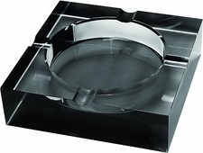 4 Cigar Crystal Ashtray, Semi-Transparent Black Tinted K9 Crystal picture
