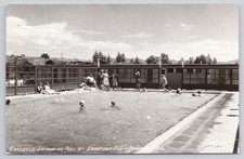 Wyoming WY Saratoga Inn Enclosed Swimming Pool Swimmers RPPC Real Photo Postcard picture