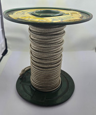Vintage Lowell Insulated Wire Co Metal Spool Cloth Covered Cord Movie Prop Decor picture