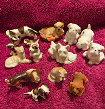 Painted Porcelain Dog Figurines Lot of 12 Mini Multicolor Animal Puppies picture