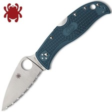 Spyderco LeafJumper K390 Satin Leaf Shaped Serrated Blade Blue FRN C262SBLK390 picture