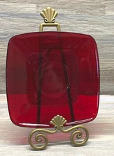 Vintage Anchor Hocking Royal Ruby Red Charm Glass Saucer 5.25 In Plate Christmas picture