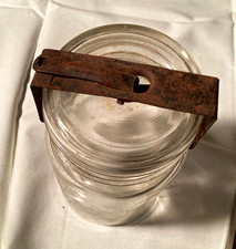 Clear Glass Jar with Metal Clamp Lid, Bail/Clip Closure, vintage clear glass picture