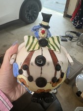 Vintage Hand Painted Clown Piggy Bank picture