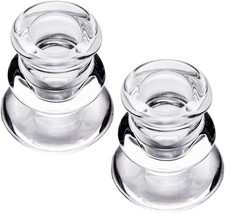 DEYBBY Clear Glass Taper Candle Holders Set of 2 picture