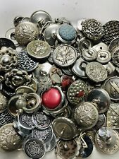 Antique Vintage Large Lot Of Mostly White Metal Buttons Pictures Etc picture