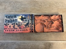 Vintage 2002 Metal Halloween Trick or Treat Cookie Cutter Set Of 6 picture
