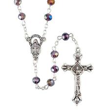 Amethyst Glass Bead Rosary,Beads:6MM faceted, amethyst; Length 20