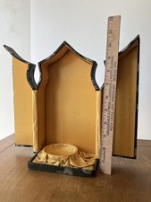 Antique Presentation Box Peacock Feathers Rare Large Old 10 3/8” Unusual Case picture