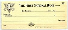 1920s ROY MONTANA  THE FIRST NATIONAL BANK  BLANK CHECK Z1585 picture