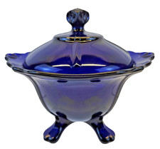 COVERED FOOTED CANDY DISH - COBALT Blue- 7