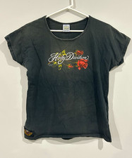 Vintage 1990 3D Emblem Harley Davidson Rose T-Shirt Medium Single Stitch 90s picture